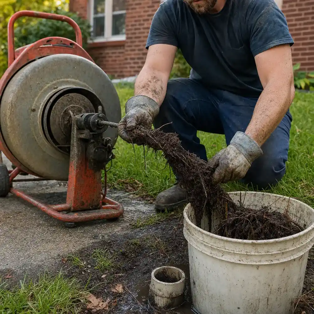 Blockage pulled out of a Denver drain line rather than pushed through